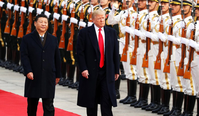 Chủ tịch Trung Quốc Tập Cận Bình đón Tổng thống Mỹ Donald Trump tại Bắc Kinh năm 2017 (Ảnh: Reuters)