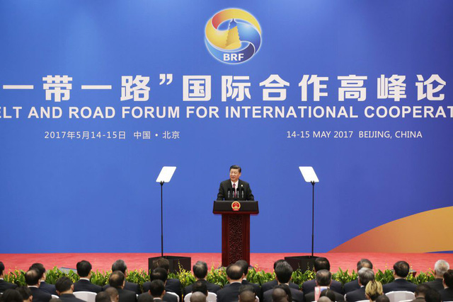 Ông Tập Cận Bình phát biểu tại Diễn đàn Hợp tác Quốc tế Vành đai và Con đường tại Bắc Kinh hồi tháng 5/2017 (Ảnh: Tân Hoa Xã)
