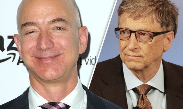 Hiện tại, khối tài sản của tỷ phú Jeff Bezos đang nhiều hơn tỷ phú Bill Gates 63 tỷ USD. (Nguồn: express.co.uk)