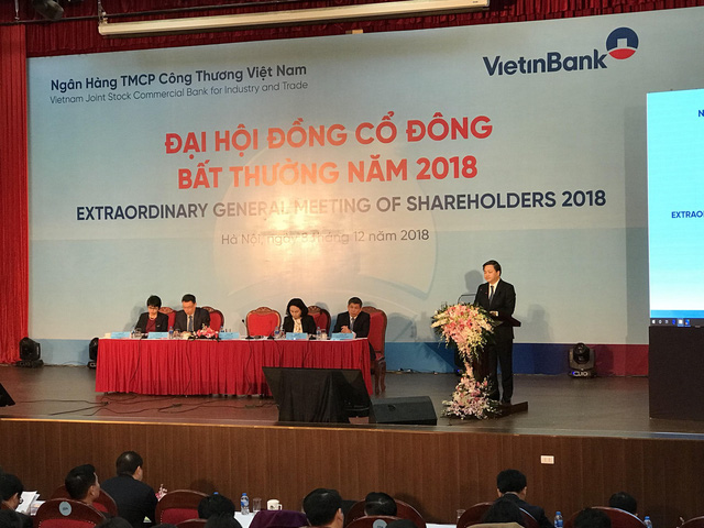 
Sáng nay (8/12), Ngân hàng TMCP Công thương Việt Nam (VietinBank) tổ chức họp đại hội đồng cổ đông (ĐHĐCĐ) bất thường năm 2018.
