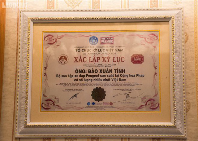 
Ngày 18.11.2018, ông Đào Xuân Tình đã được TW Hội Kỷ lục Việt Nam đã trao kỷ lục quốc gia về người có sưu tập xe đạp Peugeot sản xuất tại cộng hòa Pháp có số lượng nhiều nhất.
