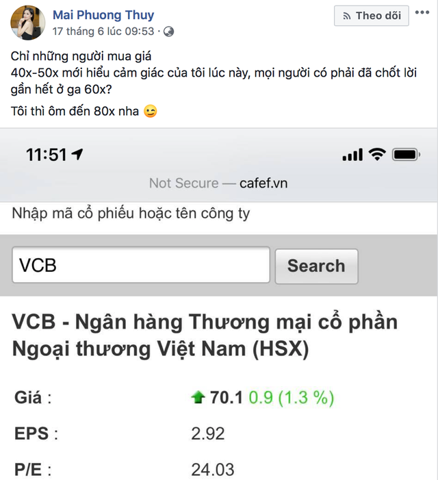 Mai Phương Thuý bất ngờ “gây sốt” khi cổ phiếu VCB liên tục lập đỉnh giá - 1