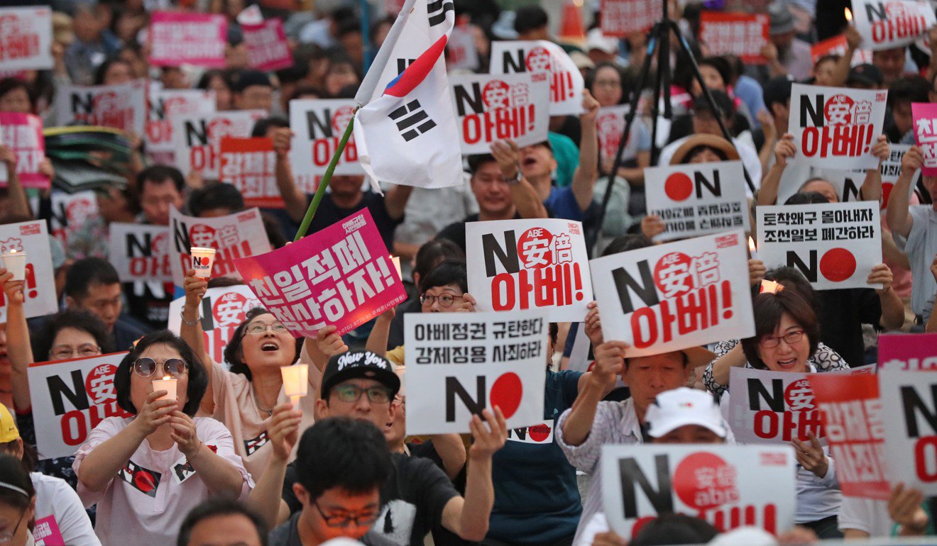 An anti-Japan protest in South Korea. Photo: EPA-EFE
