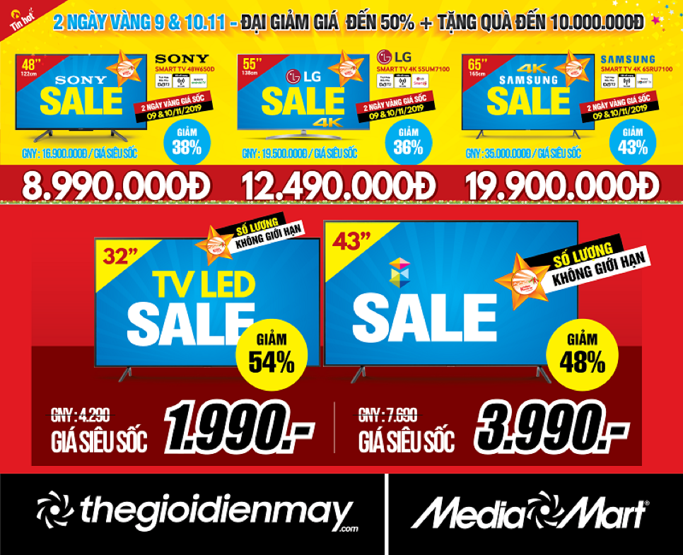 MediaMart đại giảm giá tới 70% trong 2 ngày vàng tháng khuyến mại Hà Nội 2019
