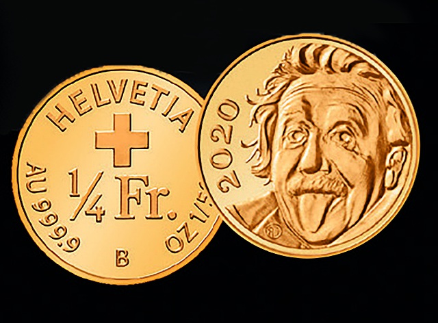 Thụy sĩ bán đồng tiền vàng nhỏ không tưởng, nặng bằng hạt gạo, có hình Einstein đang lè lưỡi - 1