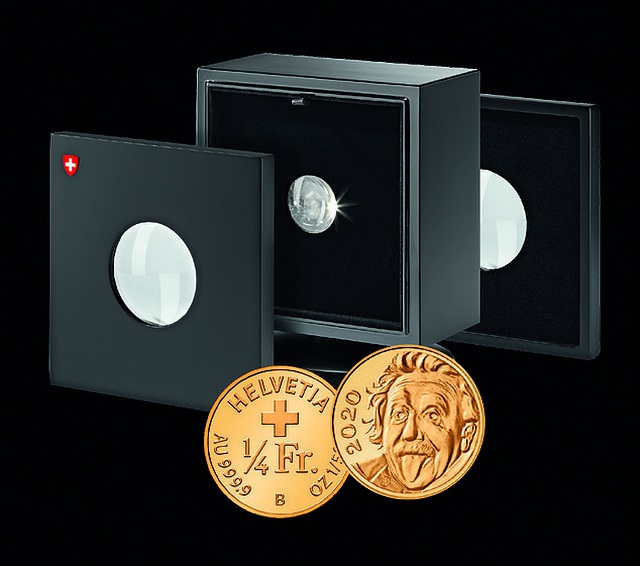 Thụy sĩ bán đồng tiền vàng nhỏ không tưởng, nặng bằng hạt gạo, có hình Einstein đang lè lưỡi - 2