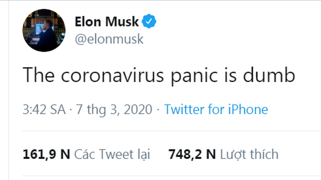 Tỷ phú Elon Musk nhận bão chỉ trích trên Twitter vì khinh thường Covid-19 - 2