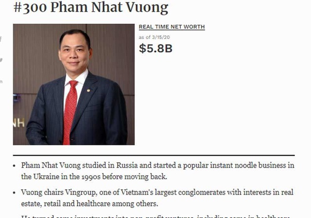 Xếp hạng tỷ phú Việt, biến động giữa nỗi lo lan rộng toàn cầu - 1