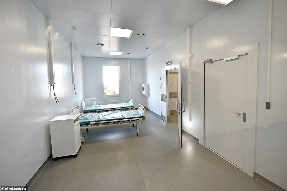 Pictured: A ward at the new £92million complex in Moscow, Russia. Moscow's leading infectious disease hospital is overflowing with 'elite' patients said to be infected with the deadly virus
