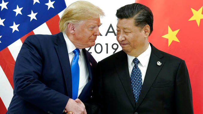 U.S. President Donald Trump meets with China's President Xi Jinping at the G20 leaders summit in Japan, June 29, 2019.