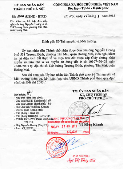 Văn bản chỉ đạo của UBND TP Hà Nội vẫn chưa được thực thi