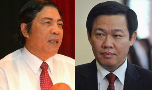 Ông Nguyễn Bá Thanh (trái) và ông Vương Đình Huệ (phải) đứng đầu các ban Nội chính và Kinh tế TW