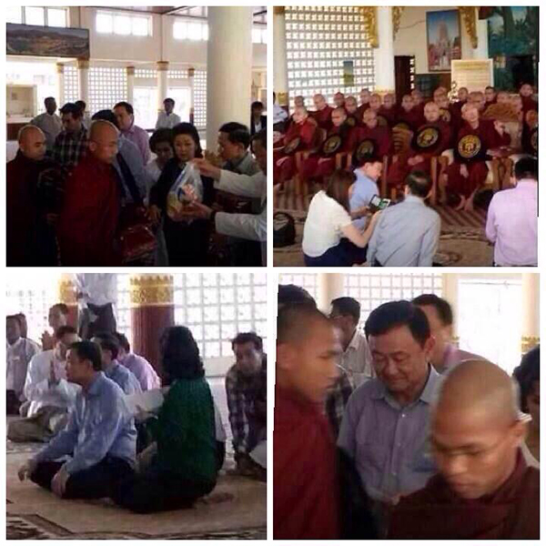 Hình ảnh ông Thaksin tại một ngôi chùa ở Myanmar được phát tán trên mạng.