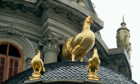 Ở trên cùng là con gà trống vàng có kích cỡ to nhất