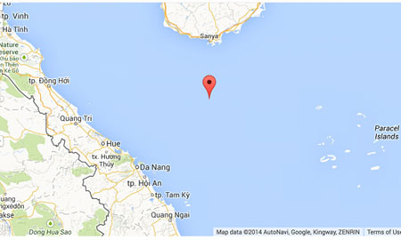 Bản đồ vị trí giàn khoan Nam Hải số 9 dự định kéo đến ngày 20/7