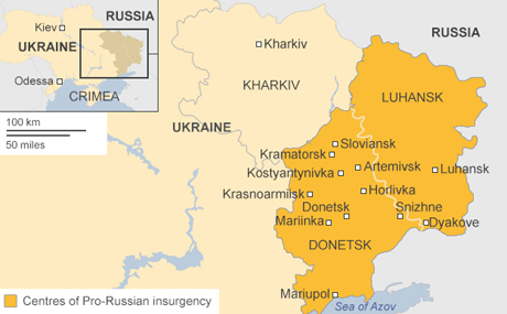 Lực lượng ly khai thân Nga đang kiểm soát các khu vực ở miền đông Ukraine.