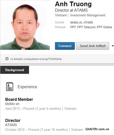 Ảnh chụp trang cá nhân Linkedin của ông Trương Đình Anh.