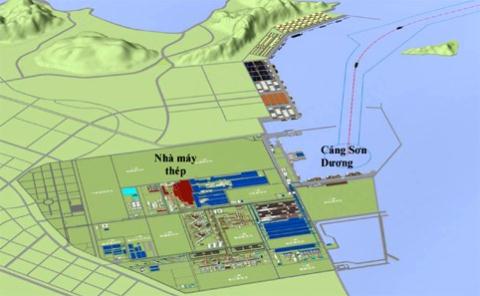 Phối cảnh tổng thể khu Liên hợp gang thép và cảng nước sâu Sơn Dương do Tập đoàn Formosa đầu tư xây dựng