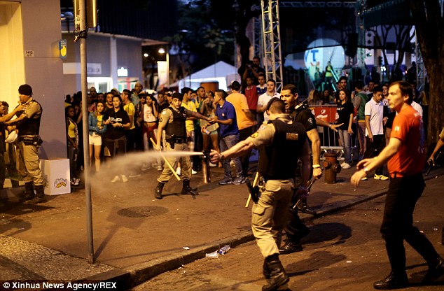 Lực lượng an ninh hành động để giữ trật tự sau trận đấu ở Belo Horizonte