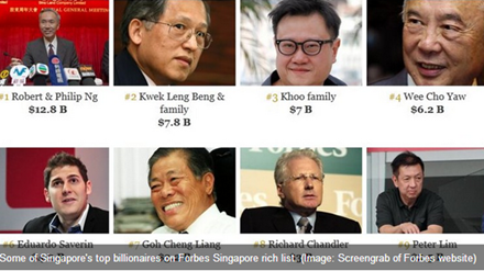 Top những người giàu nhất Singapore (Ảnh: Channel News Asia)