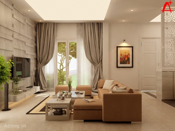 Thiết kế nội thất biệt thự Vincom Sài Đồng : phòng khách