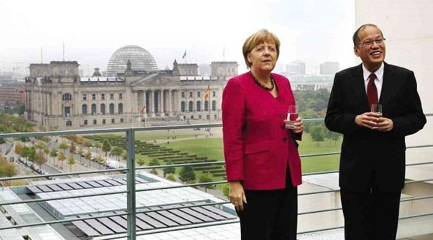 Thủ tướng Đức Angela Merkel tiếp Tổng thống Philippins Aquino (Nguồn: Inquirer).