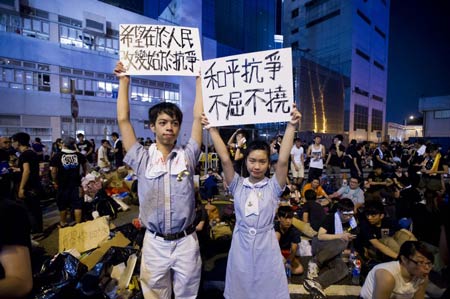 Rất nhiều sinh viên tham gia vào cuộc biểu tình ở Hồng Kông.