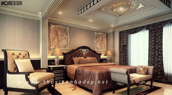 Phòng ngủ sang trọng phong cách cổ điển Châu Âu