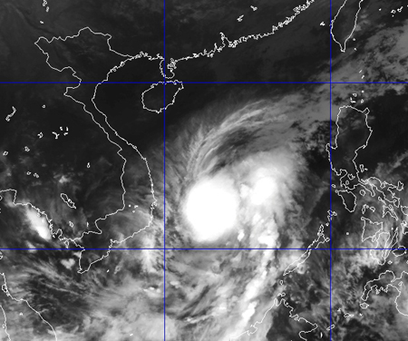 Hìn ảnh bão số 4 chụp từ vệ tinh. (Ảnh: NCHMF)