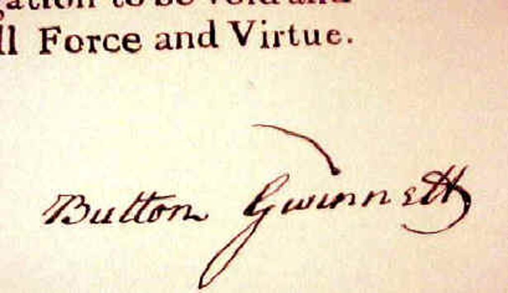 Bản lưu hiếm hoi chữ ký của Button Gwinnett, chữ ký này có giá từ 17 tỷ đồng.