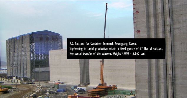 Công trình sản xuất giếng chìm Cảng
Container R.C Caissone, Kwangyang, Hàn Quốc