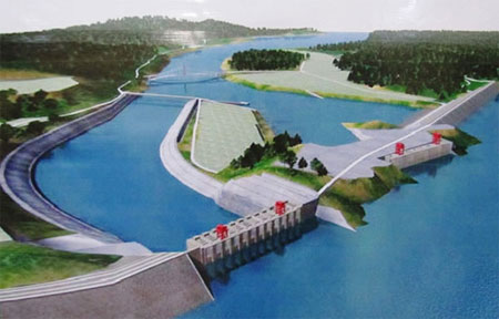 Mô hình thủy điện Myitsone, một trong 3 dự án đã bị Chính phủ Myanmar hủy bỏ. (Ảnh: