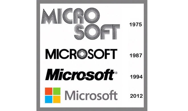 Cứ khoảng mỗi thập niên, hãng phần mềm Microsoft lại thay đổi logo một lần. Logo hiện nay nhấn mạnh dòng sản phẩm Windows của hãng.