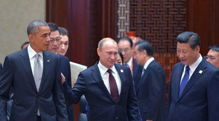 Putin và các nhà lãnh đạo thế giới tại hội nghị APEC ở Trung Quốc. (Ảnh: