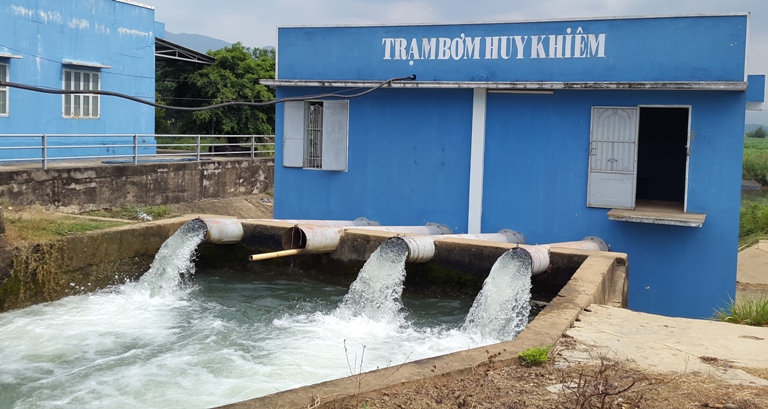 Trạm bơm Huy Khiêm, huyện Tánh Linh, Tỉnh Bình Thuận đủ nước nhờ nước xả của Nhà máy thủy điện Hàm Thuận 