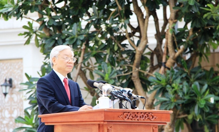 Tổng bí thư Nguyễn Phú Trọng phát biểu tại lễ khánh thành.