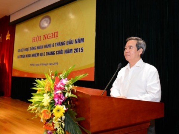Thống đốc Nguyễn Văn Bình phát biểu tại Hội nghị. (Nguồn: Ngân hàng Nhà nước)