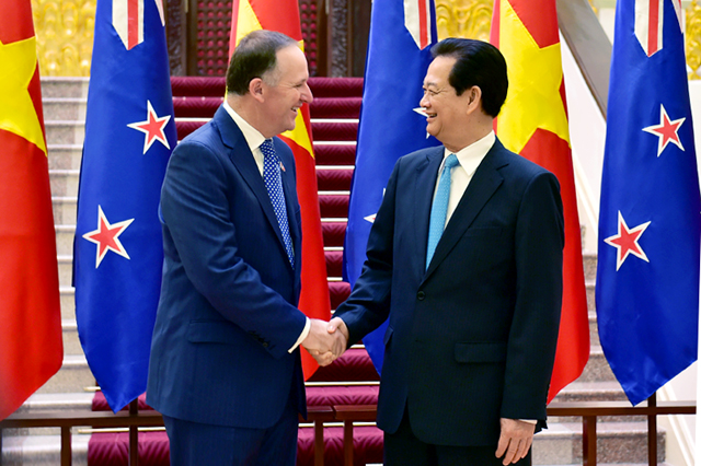 
Thủ tướng Nguyễn Tấn Dũng và Thủ tướng New Zealand John Key. Ảnh: VGP/Nhật Bắc
