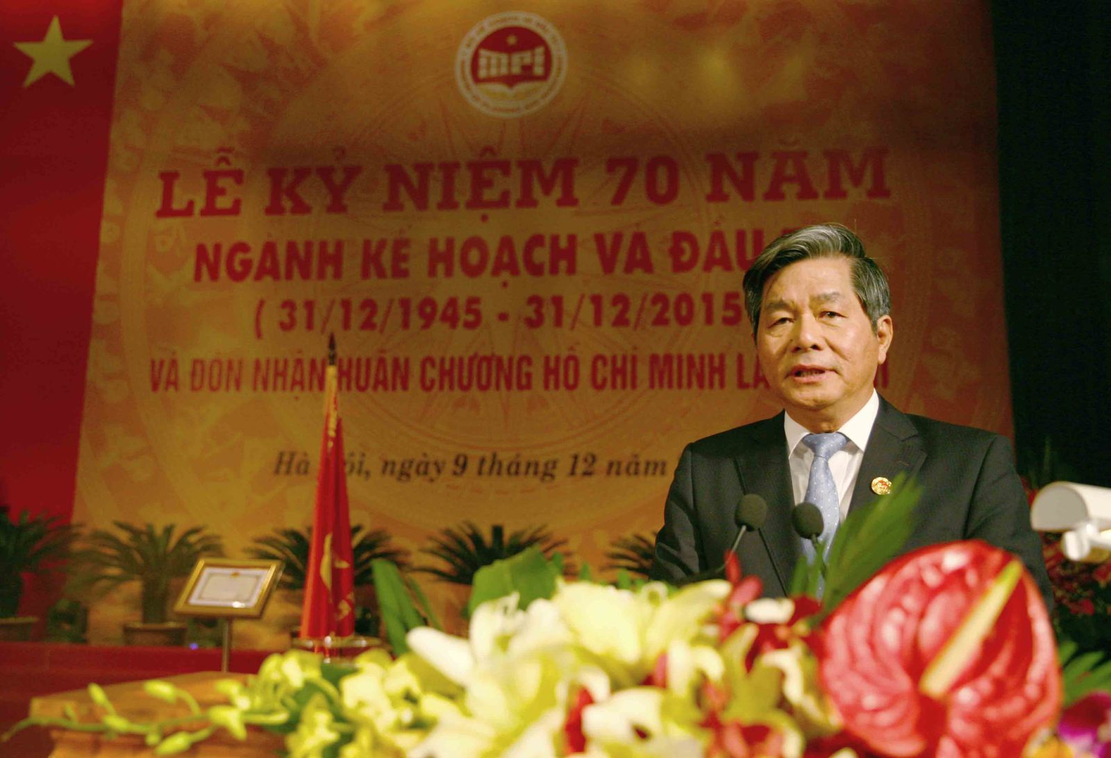 Bộ trưởng Bùi Quang Vinh phát biểu tại Lễ kỷ niệm 70 năm ngành Kế hoạch và đầu tư (ảnh: MPI)
