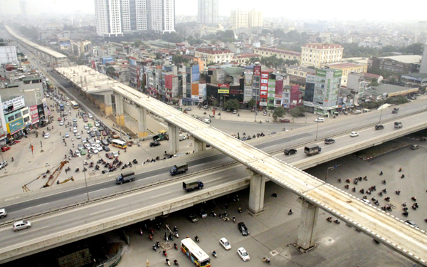 Nút giao Thanh Xuân có 4 tầng giao thông liên hoàn (ảnh: Quang Phong)