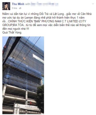 Ca sĩ Thu Minh “dọa” kiện chủ đầu tư vì chậm giao “siêu căn hộ” 85 tỷ đồng
