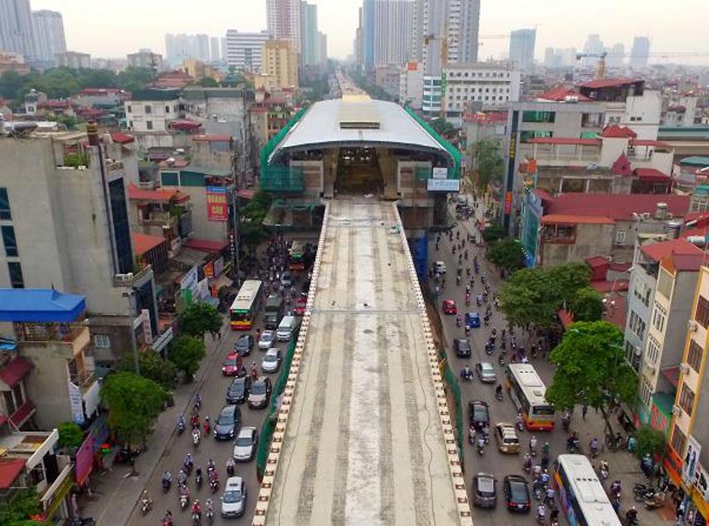 Dự án đường sắt trên cao Cát Linh - Hà Đông bị chậm tiến độ do thiếu vốn (ảnh: Hà Trang)