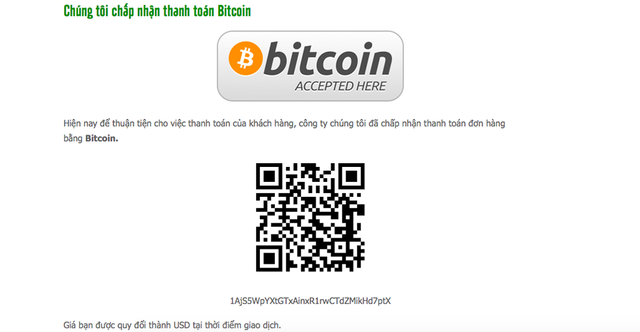  Nhiều doanh nghiệp công khai đăng tải thông tin thanh toán bằng bitcoin.