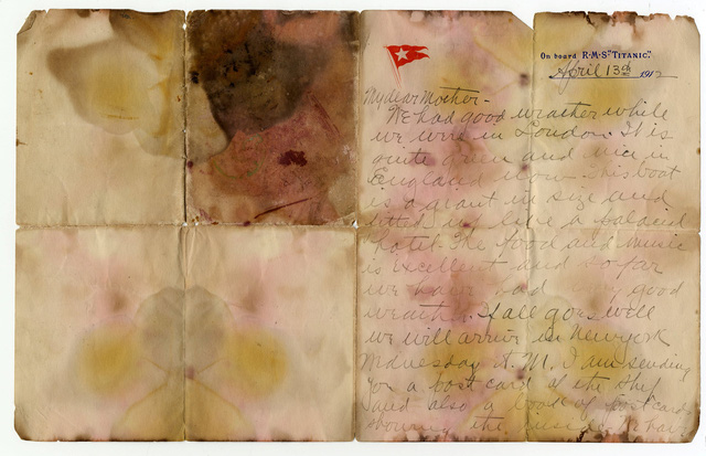 Bức thư này là một trong những vật phẩm cuối cùng được tìm thấy từ vụ đắm tàu ở Đại Tây Dương vẫn còn mang những dấu vết thời đó. (Nguồn: NBC News)
