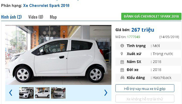 
 Chevrolet Spark Duo Van 2018 có giá niêm yết 265 triệu đồng tại Việt Nam
