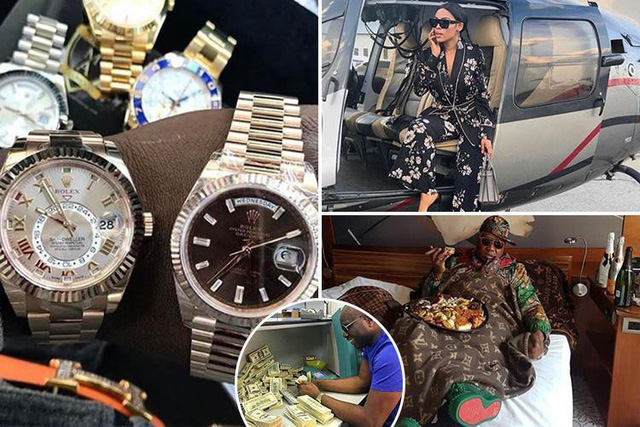 Con nhà giàu của Châu Phi khoe bộ sưu tập đồng hồ Rolex, ngồi trên trực thăng riêng,...