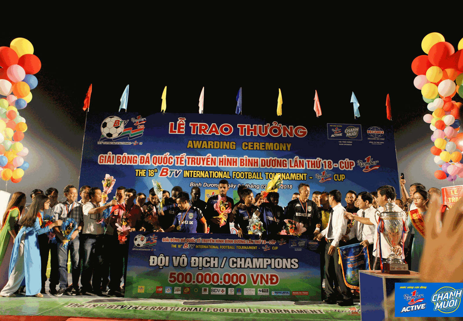 Câu lạc bộ B.Bình Dương giành chức vô địch Giải Bóng đá quốc tế truyền hình Bình Dương- Cúp Number 1 lần thứ 18.