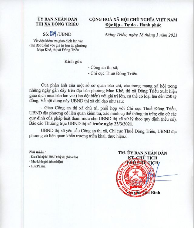 Quảng Ninh vào cuộc xác minh thương vụ lan var 250 tỷ đồng - 1