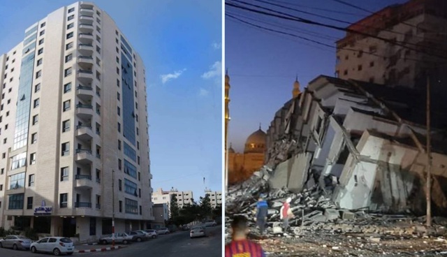 Israel không kích đánh sập tòa nhà 13 tầng ở Dải Gaza - 1