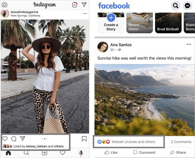 Facebook, Instagram cho người dùng ẩn số lượt 